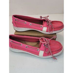 COACH "Rainey" Red Canvas Signature Boat Shoes Loafer - Size 6.5B Women's shoes